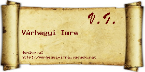 Várhegyi Imre névjegykártya